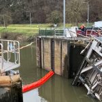 La porte aval de l'écluse de Müden endommagée le 8 décembre 2024 - Photo WSA Mosel-Saar-Lahn